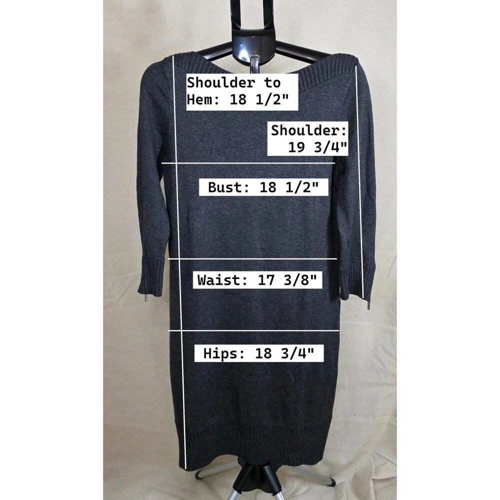 MICHAEL Michael Kors Gray Sweater Dress Medium Boat Neck Zip Trim 3/4 Sleeve